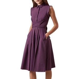 Hobbs London Gables Dress Purple Belted Sleeveless